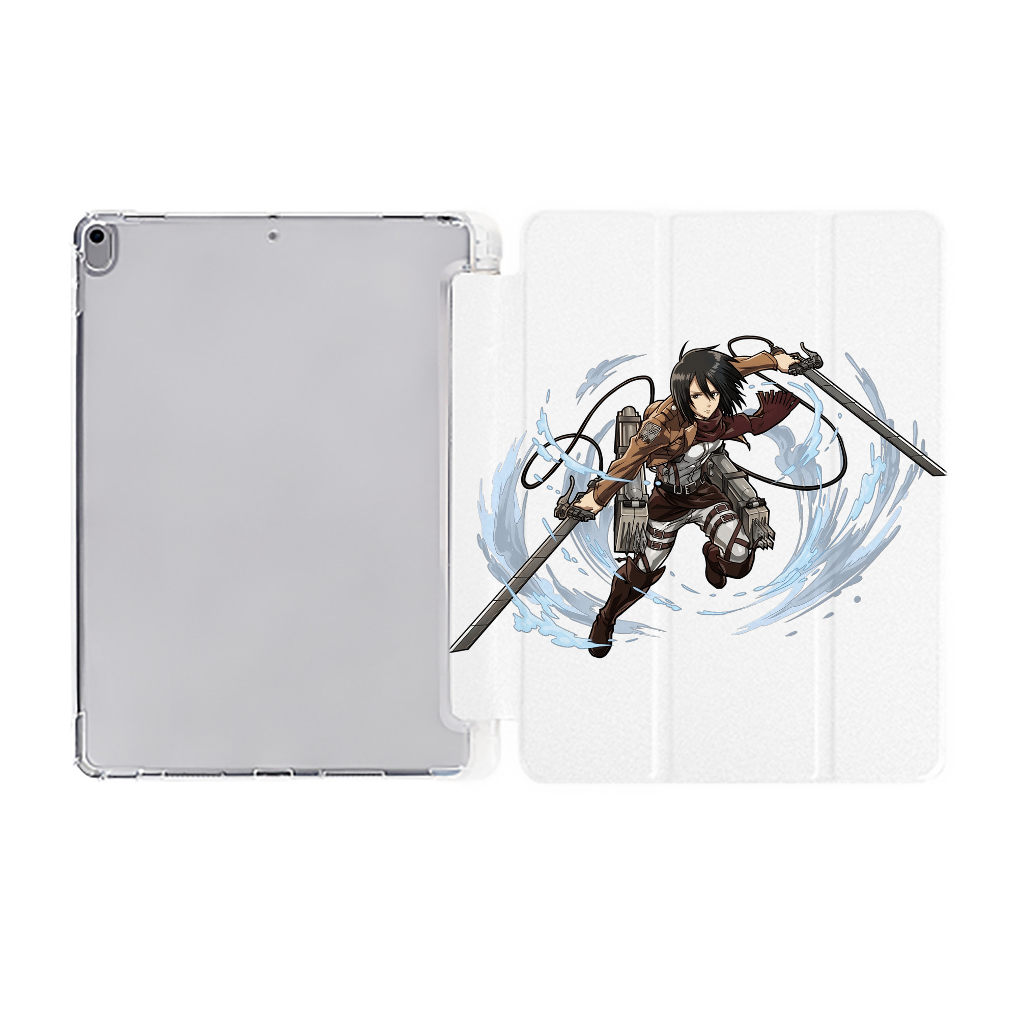 （画像用） 進撃の巨人 ミカサ·アッカーマン Attack on Titan Mikasa Ackerman IPad ケース ペン収納付き 三つ折りスタンド PUレザー×シリコン 対応機種9.5/10.5/10.9インチ